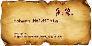 Hohman Melánia névjegykártya